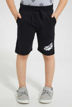 تنزيل الصورة على معرض الصور، Redtag-Black-Print-Short-Active-Shorts-Boys-2 to 8 Years