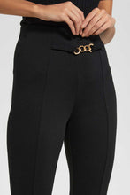 Load image into Gallery viewer, Redtag-Black-Pontie-Leggings-Wiaist-Band-Trim-Jeggings-Women's-