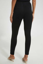 Load image into Gallery viewer, Redtag-Black-Pontie-Leggings-Wiaist-Band-Trim-Jeggings-Women's-