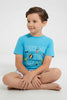 Redtag-Blue-Beach-Print-T-Shirt-And-Short-Pyjama-Set-Pyjama-Sets-Boys-2 to 8 Years