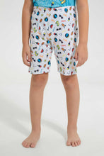 Load image into Gallery viewer, Redtag-Blue-Beach-Print-T-Shirt-And-Short-Pyjama-Set-Pyjama-Sets-Boys-2 to 8 Years