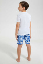 Load image into Gallery viewer, Redtag-White-Shark-Print-T-Shirt-And-Short-Pyjama-Set-Pyjama-Sets-Boys-2 to 8 Years