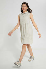 تنزيل الصورة على معرض الصور، Redtag-Beige-Linen-Shirt-Dresses-Senior-Girls-9 to 14 Years