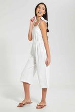 Load image into Gallery viewer, Redtag-White-Linen-Jumpsuit-Jumpsuits-Senior-Girls-9 to 14 Years