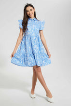 Load image into Gallery viewer, Redtag-Blue-Floral-Shirt-Dress-Dresses-Senior-Girls-9 to 14 Years