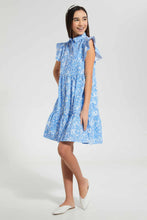 Load image into Gallery viewer, Redtag-Blue-Floral-Shirt-Dress-Dresses-Senior-Girls-9 to 14 Years