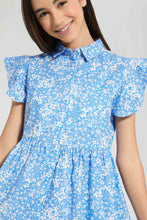 Load image into Gallery viewer, Redtag-Blue-Floral-Shirt-Dress-Dresses-Senior-Girls-9 to 14 Years