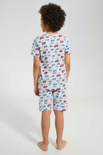 Load image into Gallery viewer, Redtag-Grey-Car-Print-T-Shirt-And-Short-Set-Pyjama-Sets-Boys-2 to 8 Years