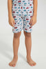 Redtag-Grey-Car-Print-T-Shirt-And-Short-Set-Pyjama-Sets-Boys-2 to 8 Years
