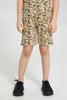 Redtag-Brown-Splat-Aop-T-Shirt-And-Short-Set-Pyjama-Sets-Boys-2 to 8 Years
