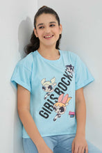 تنزيل الصورة على معرض الصور، Redtag-Lt-Blue-Power-Puff-Girls-Chr-T-Shirt-Graphic-T-Shirts-Senior-Girls-9 to 14 Years