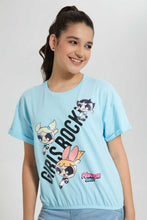 تنزيل الصورة على معرض الصور، Redtag-Lt-Blue-Power-Puff-Girls-Chr-T-Shirt-Graphic-T-Shirts-Senior-Girls-9 to 14 Years