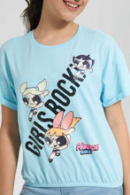 تنزيل الصورة على معرض الصور، Redtag-Lt-Blue-Power-Puff-Girls-Chr-T-Shirt-Graphic-T-Shirts-Senior-Girls-9 to 14 Years