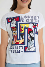 تنزيل الصورة على معرض الصور، Redtag-White-Looney-Tunes-T-Shirt-Graphic-T-Shirts-Senior-Girls-9 to 14 Years