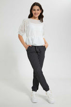 تنزيل الصورة على معرض الصور، Redtag-Black/White-Stripes-Harem-Pant-Harem-Pants-Senior-Girls-9 to 14 Years
