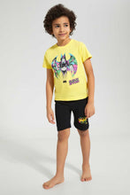 تنزيل الصورة على معرض الصور، Redtag-Yellow-Batman-T-Shirt-And-Short-Pyjama-Set-Pyjama-Sets-Boys-2 to 8 Years
