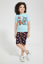 تنزيل الصورة على معرض الصور، Redtag-Blue-Tom-And-Jerry-T-Shirt-And-Short-Pyjama-Set-Pyjama-Sets-Boys-2 to 8 Years