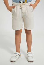 Load image into Gallery viewer, Redtag-Beige-Cotton-Slub-Pullon-Short-Chino-Shorts-Boys-2 to 8 Years
