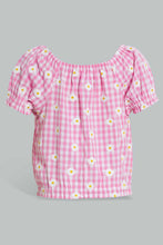 تنزيل الصورة على معرض الصور، Redtag-Pink-Gingham-Checks-Crop-Top-And-Skirt-Sets-Infant-Girls-3 to 24 Months