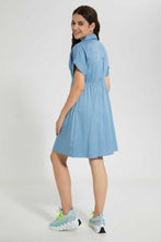 Load image into Gallery viewer, Redtag-Blue-Denim-Shirt-Dress-Dresses-Senior-Girls-9 to 14 Years