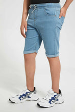 تنزيل الصورة على معرض الصور، Redtag-Light-Wash-Pull-On-Short-Denim-Shorts-Senior-Boys-9 to 14 Years
