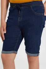 تنزيل الصورة على معرض الصور، Redtag-Dark-Wash-Pull-On-Short-Denim-Shorts-Senior-Boys-9 to 14 Years