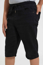 تنزيل الصورة على معرض الصور، Redtag-Black-Pull-On-Short-Denim-Shorts-Senior-Boys-9 to 14 Years