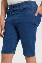 تنزيل الصورة على معرض الصور، Redtag-Blue-Pull-On-Short-Denim-Shorts-Senior-Boys-9 to 14 Years