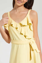 Load image into Gallery viewer, Redtag-Yellow-Ruffled-Front-Skater-Dress-Dresses-Senior-Girls-9 to 14 Years