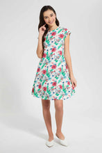 Load image into Gallery viewer, Redtag-White/Tropical-Print-Skater-Knitted-Dress-Category:Dresses,-Colour:Assorted,-Filter:Senior-Girls-(9-to-14-Yrs),-GSR-Dresses,-New-In,-New-In-GSR,-Non-Sale,-S22D,-Section:Kidswear-Senior-Girls-9 to 14 Years