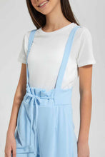 Load image into Gallery viewer, Redtag-White/Blue-Twofer-Capri-Length-Jumpsuit-Dresses-Senior-Girls-9 to 14 Years