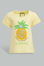 Load image into Gallery viewer, Redtag-Yellow-Pineapple-Pleacement-Print-T-Shirt-Graphic-T-Shirts-Infant-Girls-3 to 24 Months