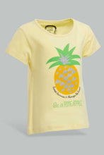 Load image into Gallery viewer, Redtag-Yellow-Pineapple-Pleacement-Print-T-Shirt-Graphic-T-Shirts-Infant-Girls-3 to 24 Months