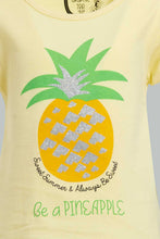 Load image into Gallery viewer, Redtag-Yellow-Pineapple-Pleacement-Print-T-Shirt-Graphic-T-Shirts-Infant-Girls-3 to 24 Months