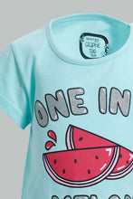 Load image into Gallery viewer, Redtag-Mint-Watermelon-Placement--Print-T-Shirt-Graphic-T-Shirts-Infant-Girls-3 to 24 Months