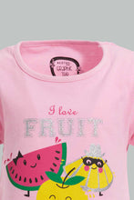 Load image into Gallery viewer, Redtag-Pink-Fruity-Salad-Placement-Print-T-Shirt-Graphic-T-Shirts-Infant-Girls-3 to 24 Months