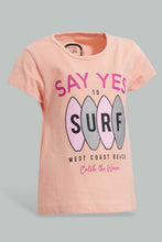 Load image into Gallery viewer, Redtag-Coral-Surf-Board-Placement-Print-T-Shirt-Graphic-T-Shirts-Infant-Girls-3 to 24 Months