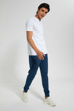 تنزيل الصورة على معرض الصور، Redtag-Navy-Pique-Jog-Pant-Joggers-Men's-