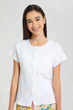 Load image into Gallery viewer, Redtag-White-Front-Placket-T-Shirt-Graphic-T-Shirts-Senior-Girls-9 to 14 Years