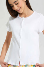 Load image into Gallery viewer, Redtag-White-Front-Placket-T-Shirt-Graphic-T-Shirts-Senior-Girls-9 to 14 Years