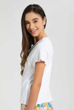 Load image into Gallery viewer, Redtag-White-Front-Placket-T-Shirt-Graphic-T-Shirts-Senior-Girls-9 to 14 Years