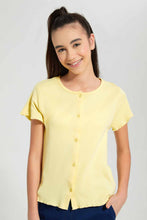Load image into Gallery viewer, Redtag-Yellow-Front-Placket-T-Shirt-Graphic-T-Shirts-Senior-Girls-9 to 14 Years