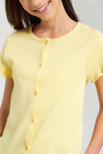 Load image into Gallery viewer, Redtag-Yellow-Front-Placket-T-Shirt-Graphic-T-Shirts-Senior-Girls-9 to 14 Years