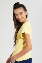 Load image into Gallery viewer, Redtag-Yellow-Front-Placket-T-Shirt-Graphic-T-Shirts-Senior-Girls-9 to 14 Years