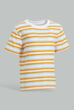 Load image into Gallery viewer, Redtag-Red-Navy-Aqua-Striped-Ss-T-Shirt-Striped-Infant-Boys-3 to 24 Months