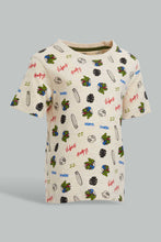 Load image into Gallery viewer, Redtag-Ecru-Dino-Printed-Ss-T-Shirt-All-Over-Prints-Infant-Boys-3 to 24 Months
