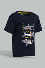 Load image into Gallery viewer, Redtag-Navy-Shark-Ss-T-Shirt-Graphic-Prints-Infant-Boys-3 to 24 Months