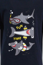 Load image into Gallery viewer, Redtag-Navy-Shark-Ss-T-Shirt-Graphic-Prints-Infant-Boys-3 to 24 Months