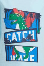 Load image into Gallery viewer, Redtag-Aqua-Dino-Ss-T-Shirt-Graphic-Prints-Infant-Boys-3 to 24 Months