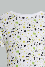 Load image into Gallery viewer, Redtag-White-Splatter-Tshirt-And-Black-Short-Basic-Casual-Set-Sets-Infant-Boys-3 to 24 Months